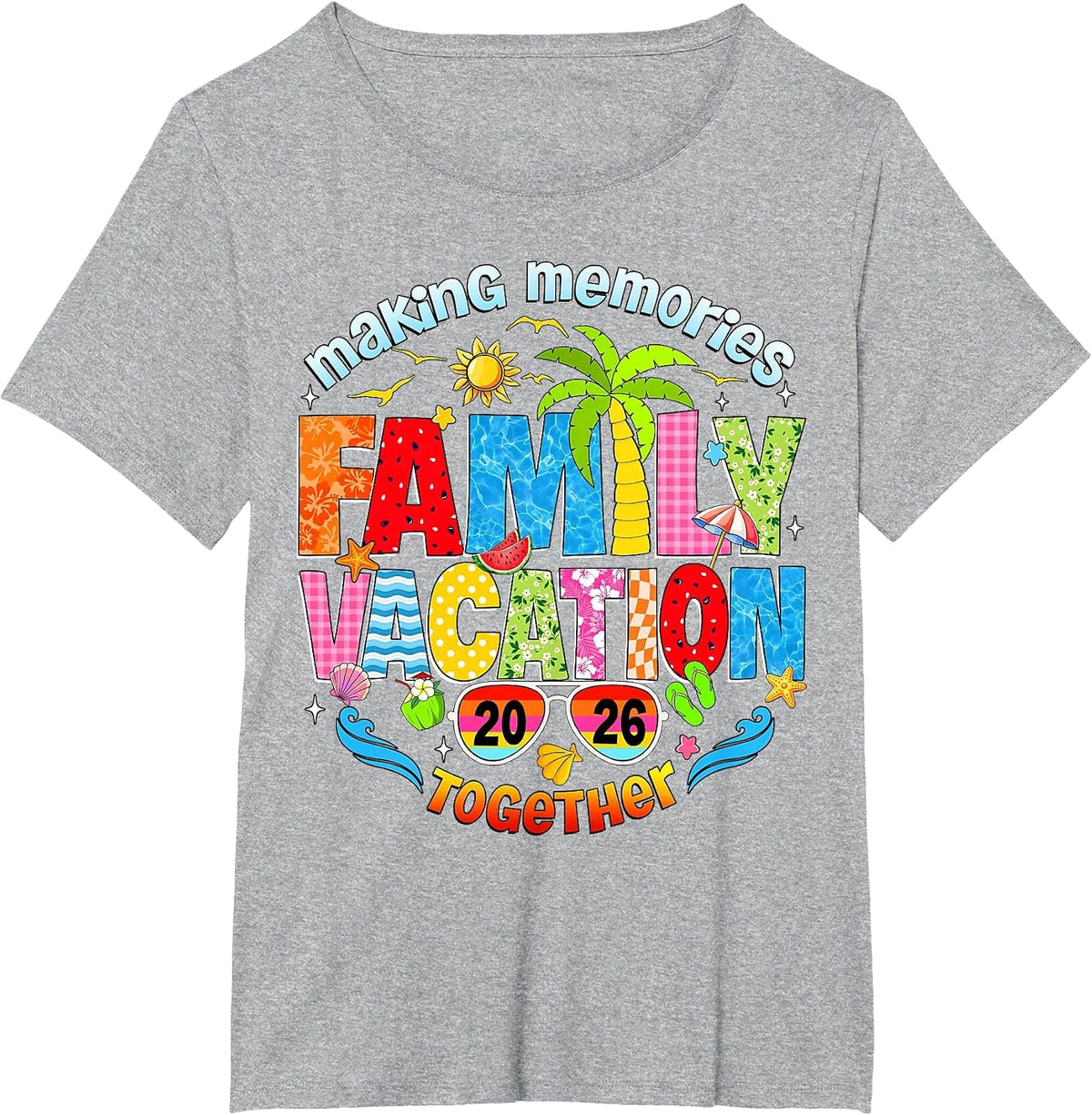 Family Vacation 2026 Summer Beach Matching Family Men Women T-Shirt - Heather Grey