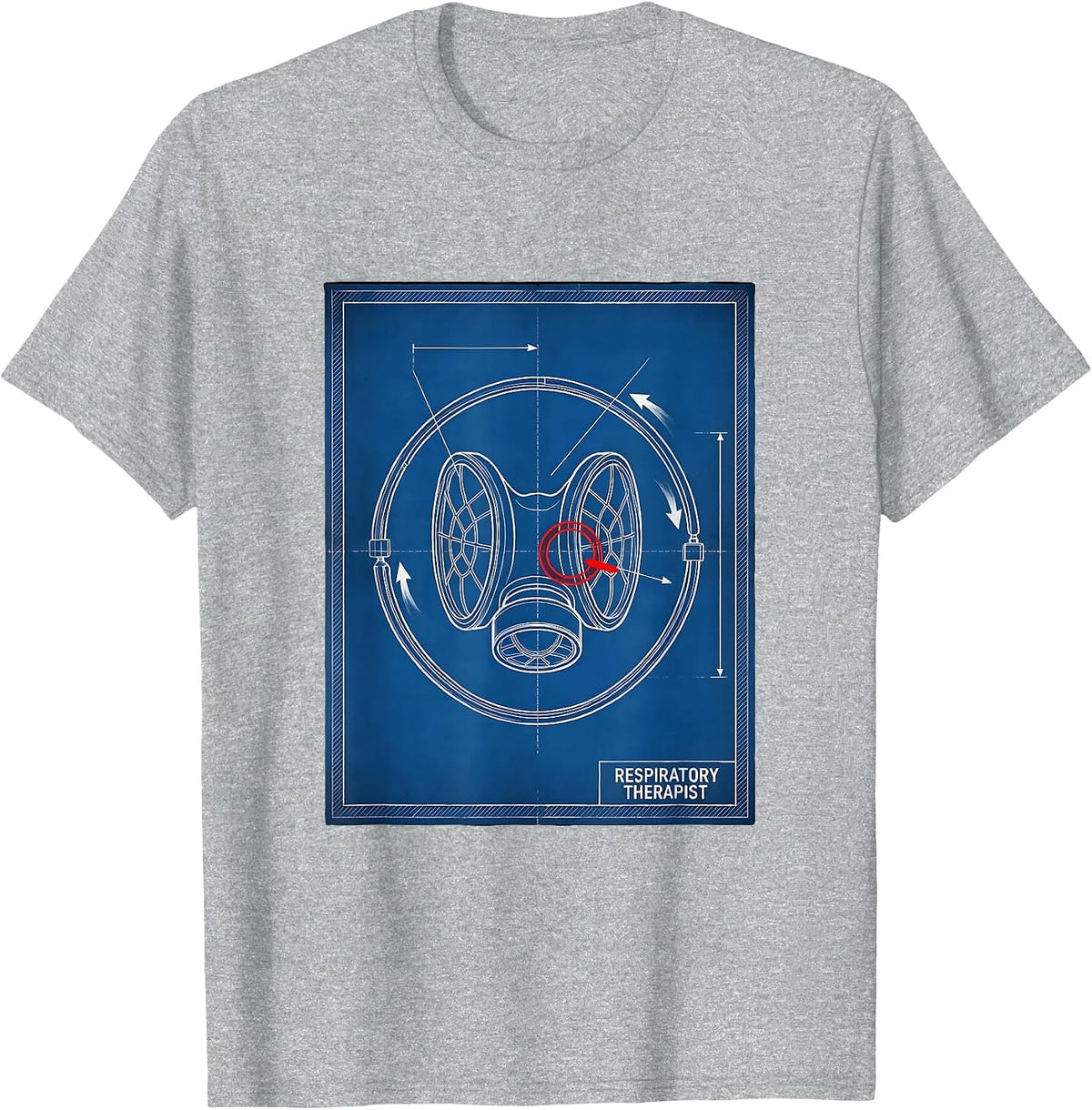 Men's Respiratory Therapist Technical Blueprint RT Profession T-Shirt - Heather Grey
