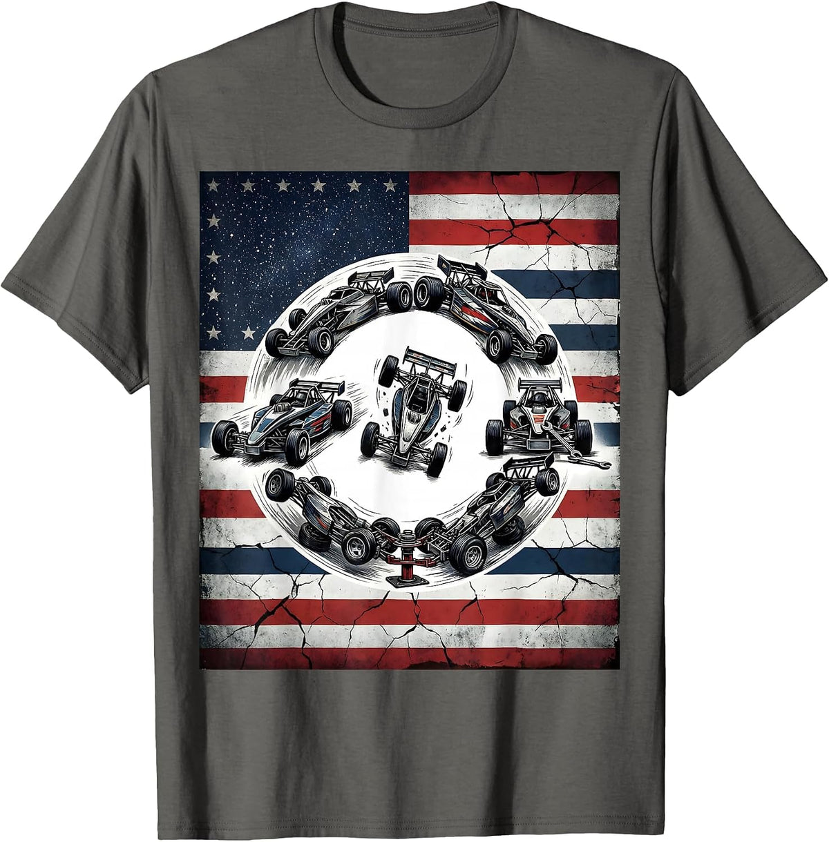 Radio-Controlled Dragster Patriotic RC Car Hobbyist Gift T-Shirt - Asphalt Grey
