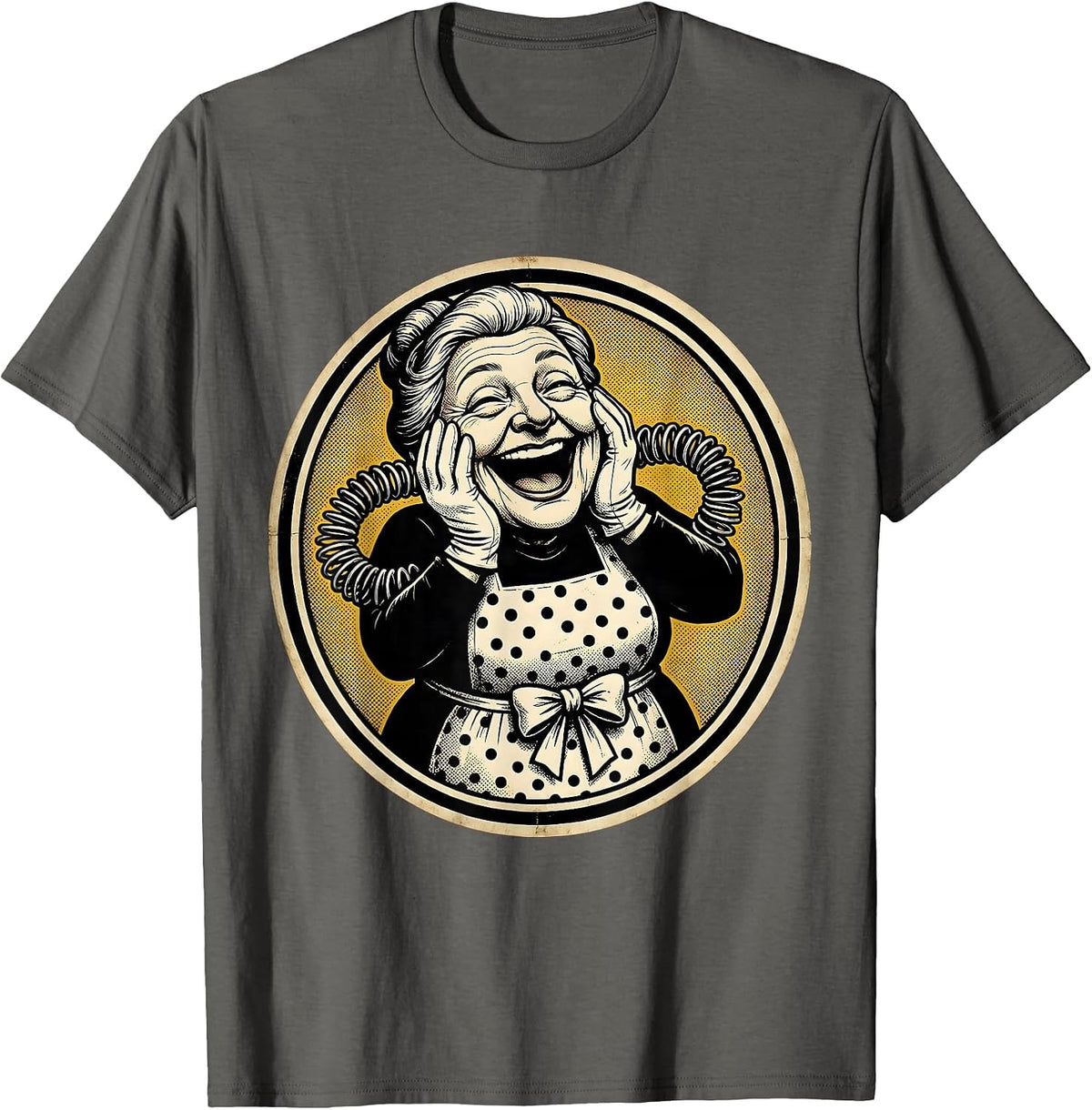 Grandma Laughing Hands On Cheeks Mimi Gift T-Shirt - Asphalt Grey