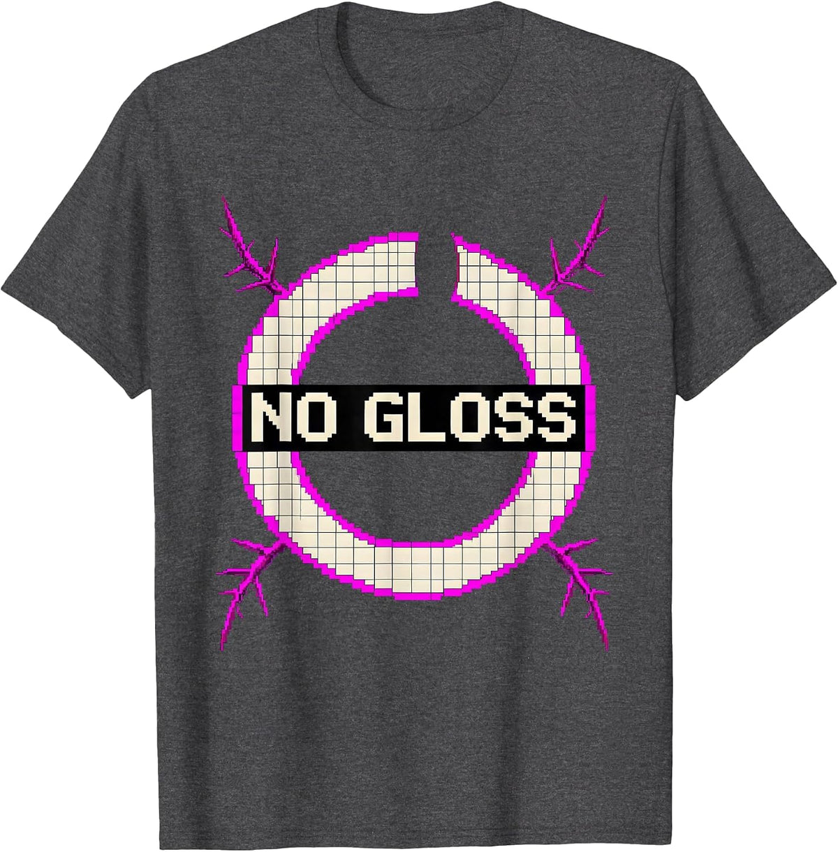 No Gloss Pixel Art Y2K Grunge Alt Goth Streetwear T-Shirt - Dark Heather Grey