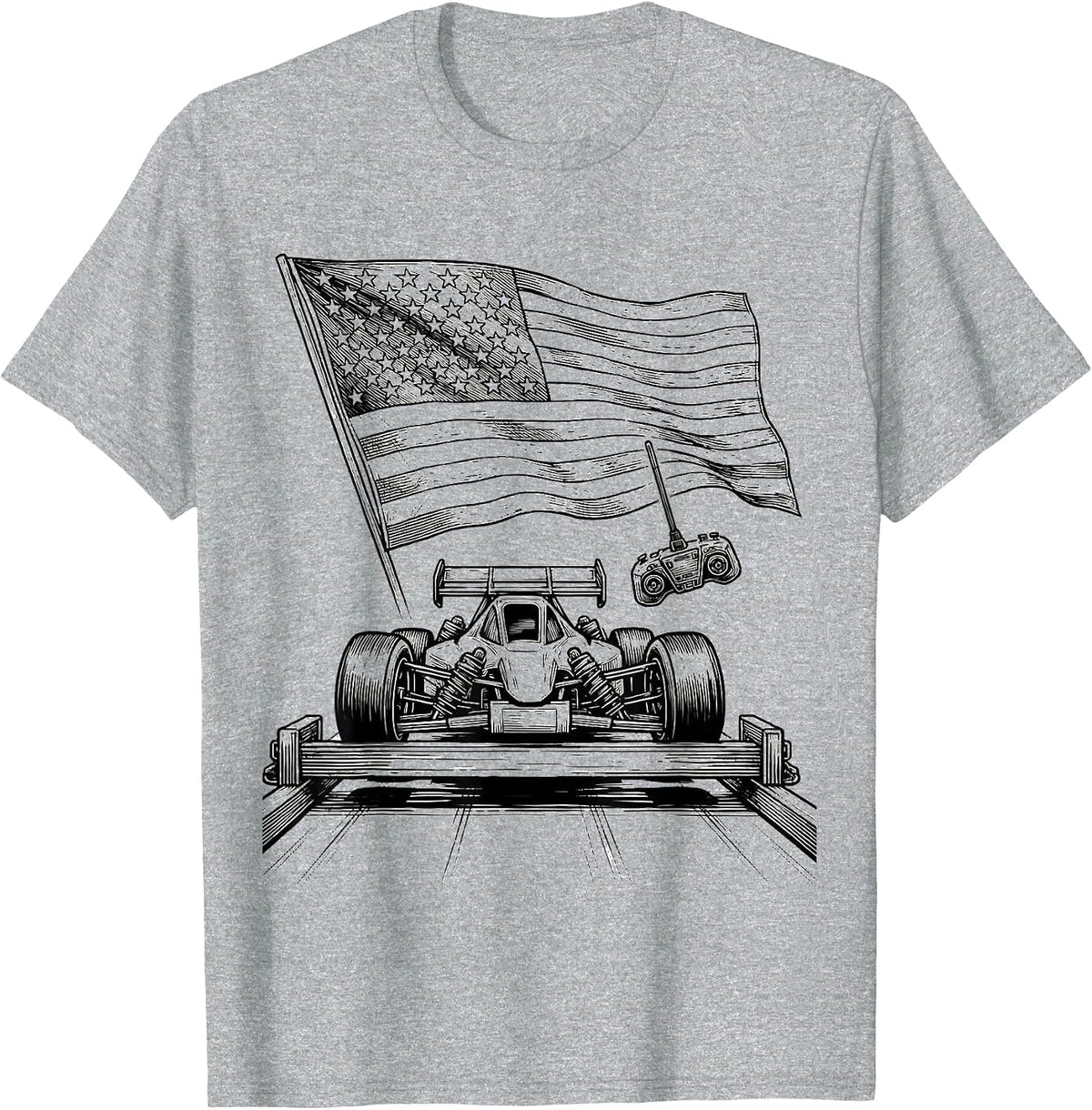Men's RC Drag Buggy Patriotic Racing Fan Gift T-Shirt - Heather Grey