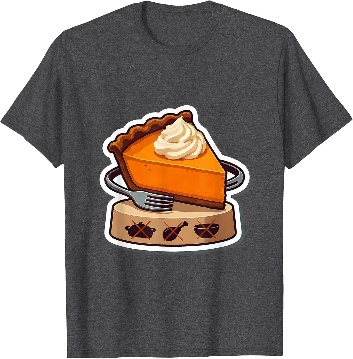 Men's Oversized Pumpkin Pie Wedge Funny Thanksgiving Humor T-Shirt - Dark Heather Grey