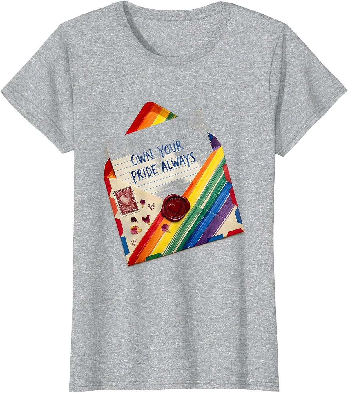 Own Your Pride Always Pride Flag Design T-Shirt - Heather Grey