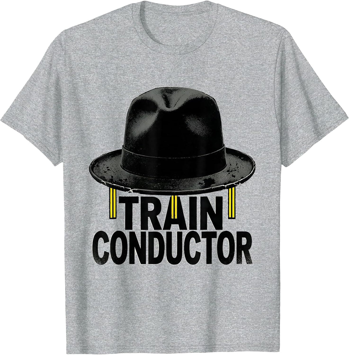 Men's Train Conductor Stencil Graphic Halloween Costume T-Shirt - Heather Grey