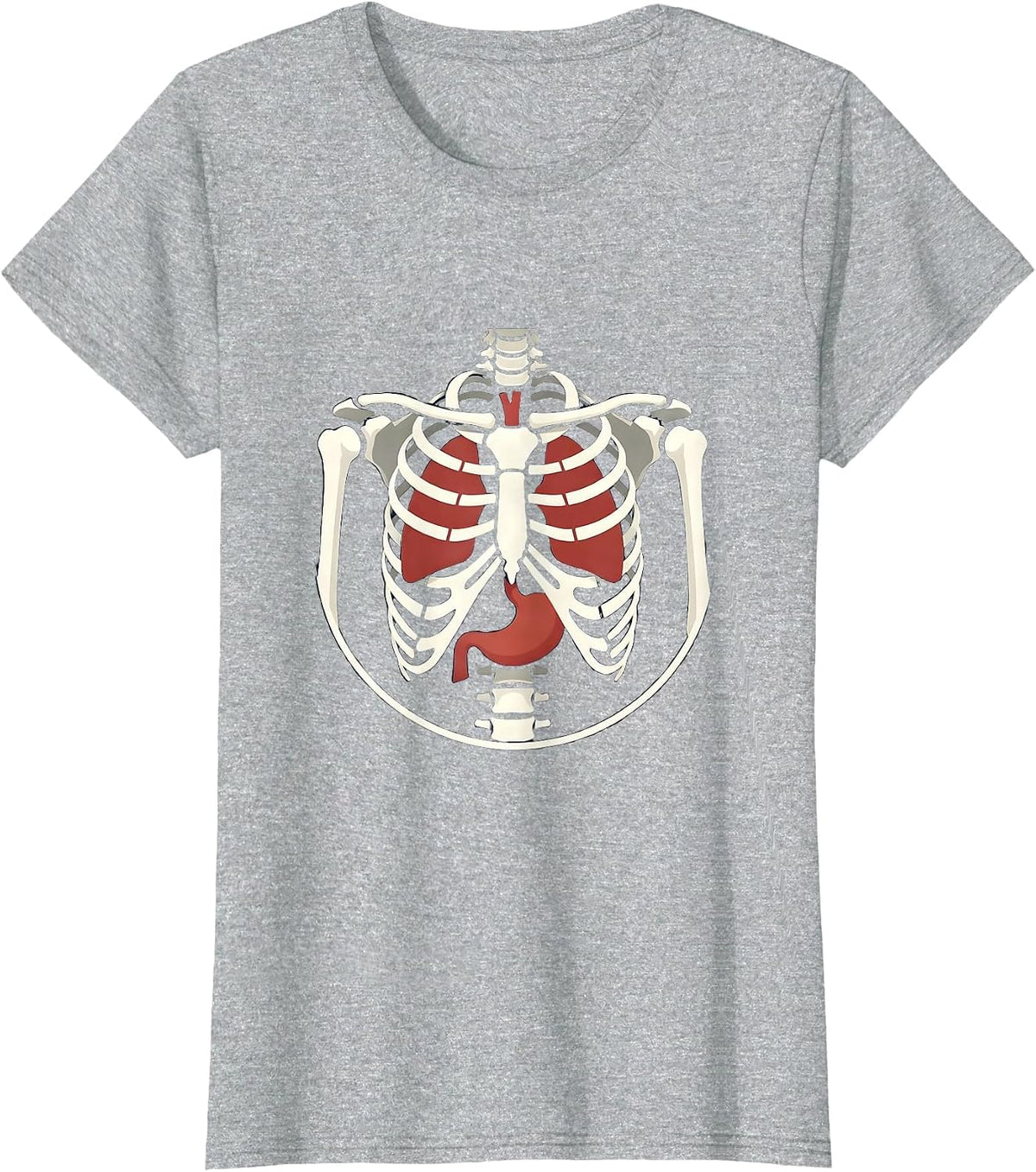 Skeleton Anatomy Organs Detailed Illustration T-Shirt - Heather Grey