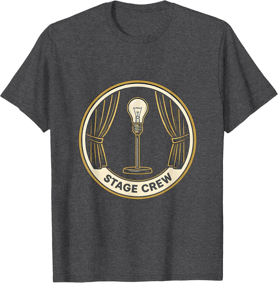 Men's Stage Crew Theatre Nerd Humor Broadway Musical Fan T-Shirt - Dark Heather Grey