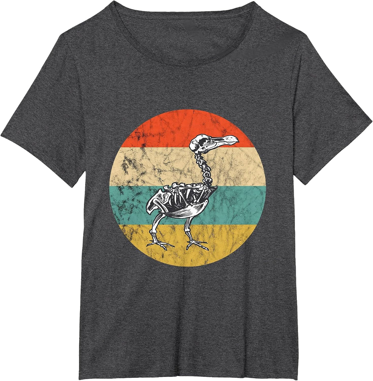 Dodo Bird Dronte Bird Vintage Retro Sunset Skeleton T-Shirt - Dark Heather Grey