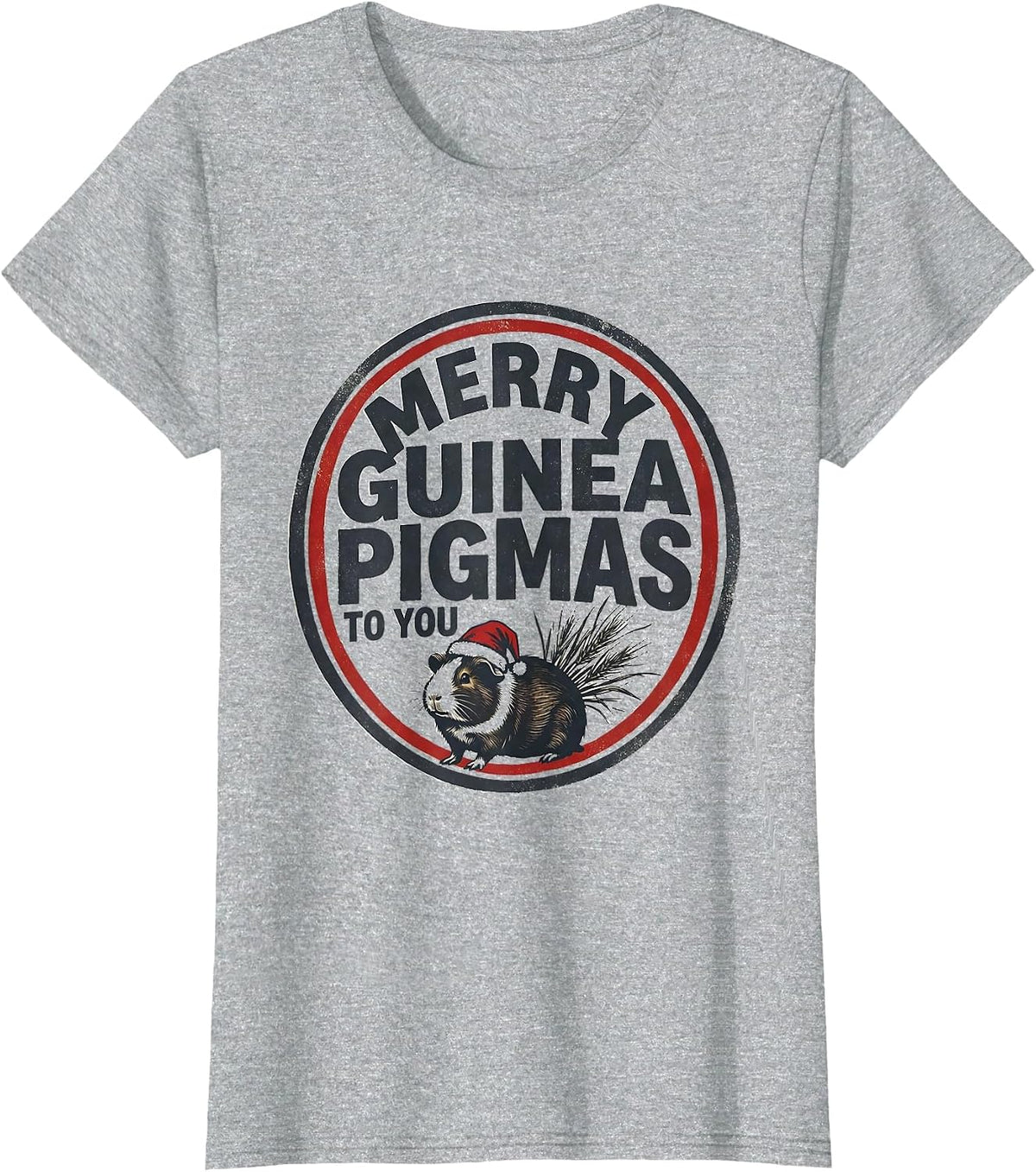 Merry Guinea Pigmas To You Funny Guinea Pig Lover Christmas T-Shirt - Heather Grey