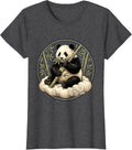 Women's Panda Floating on Cloud Eating Bamboo T-Shirt - Dark Heather Grey