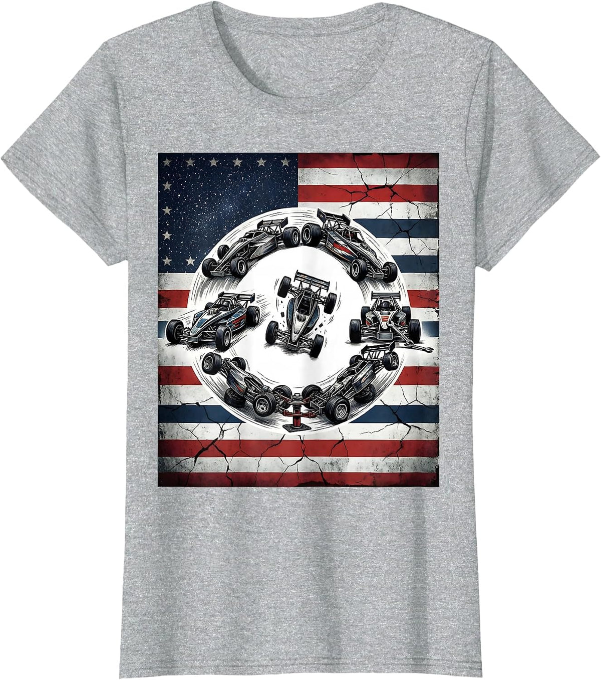 Radio-Controlled Dragster Patriotic RC Car Hobbyist Gift T-Shirt - Heather Grey