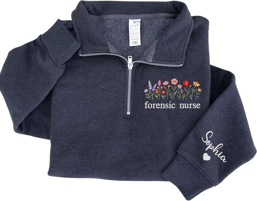 Personalized Embroidered Nurse Sweatshirt for Women, Custom Name & Specialties (ER, RN, NP, L&D), Nurse Gifts - Forensic