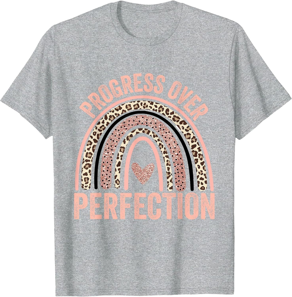 Progress Over Perfection Motivational Back to School Teacher T-Shirt - Heather Grey