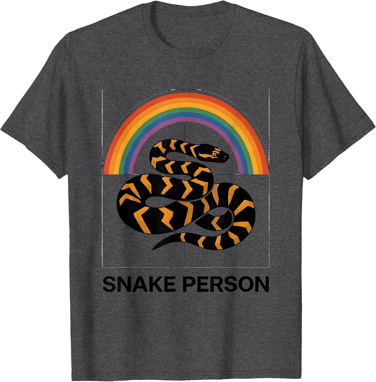 Men's Ball Python Silhouette Retro Snake Enthusiast Humor T-Shirt - Dark Heather Grey