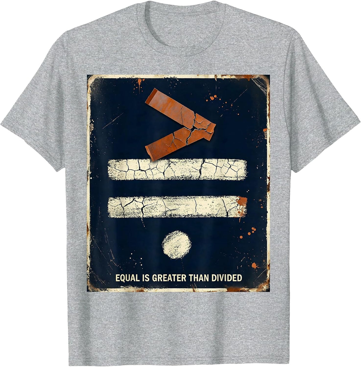 Men's Equal Is Greater Than Divided Distressed Antiracism Math T-Shirt - Heather Grey