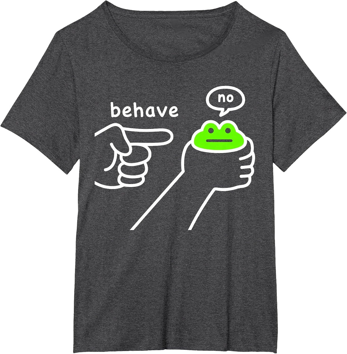 Dishonest Frog Funny Frog Meme Behave No Cartoon Design T-Shirt - Dark Heather Grey
