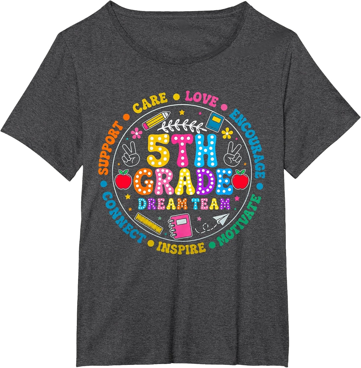 Fifth Grade Dream Team Back to School 5th Grade Teacher Kid T-Shirt - Dark Heather Grey