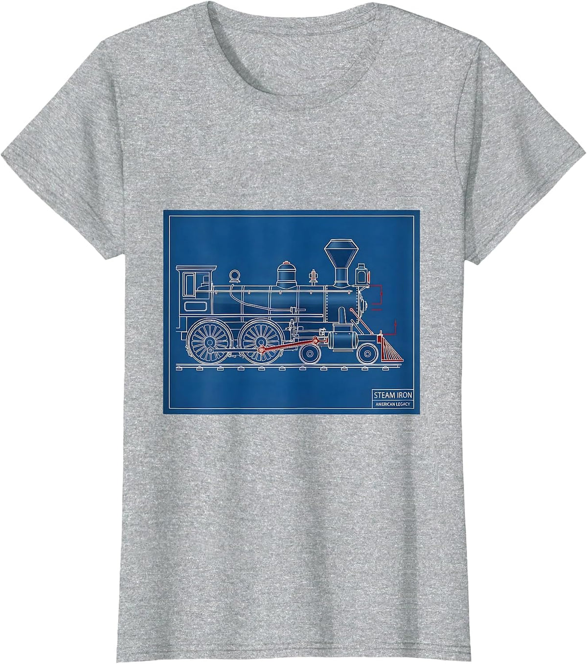 Women's Steam Iron American Legacy Vintage Steam Locomotive Train T-Shirt - Heather Grey