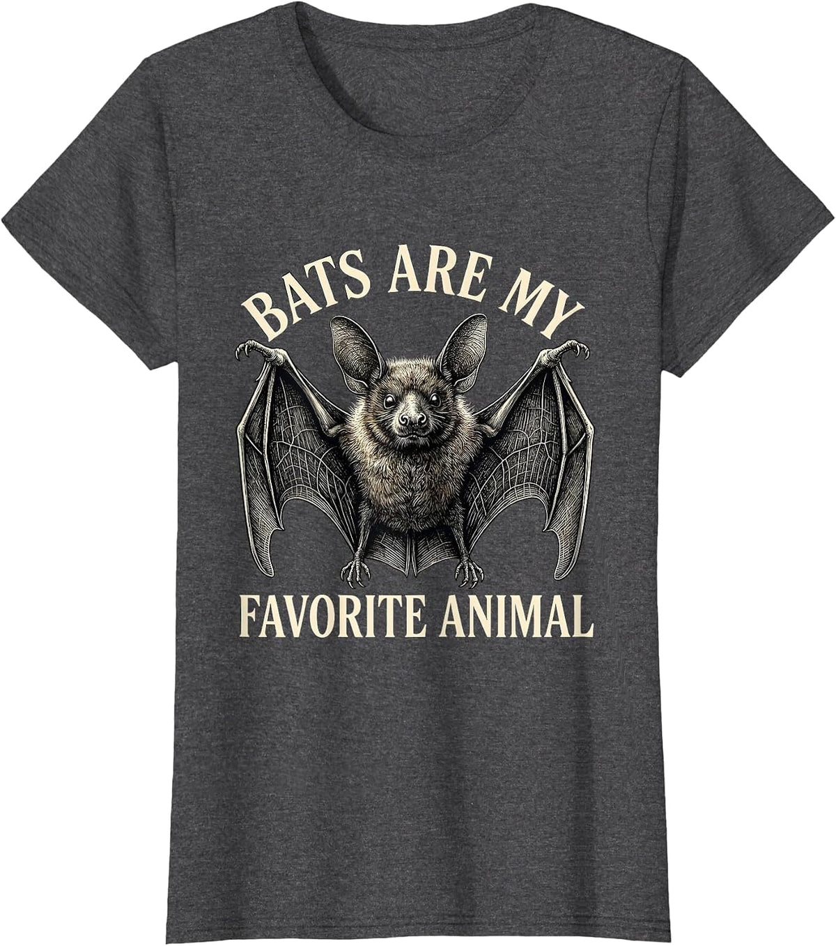 Women's Bats Are My Favorite Animal Botanical Bat Lover Wildlife T-Shirt - Dark Heather Grey