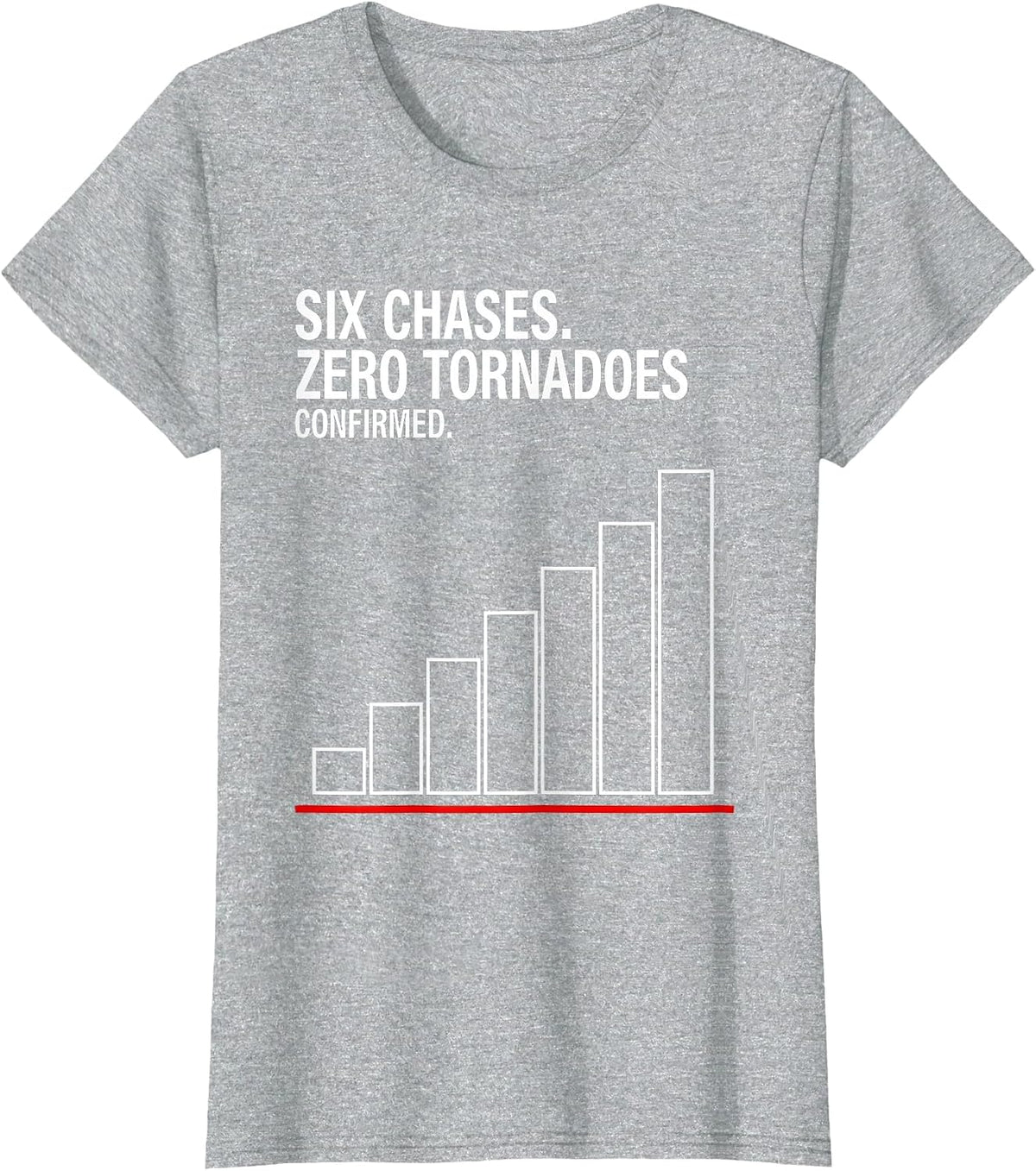 Six Chases Zero Tornadoes Confirmed Storm Chaser Meteorology T-Shirt - Heather Grey