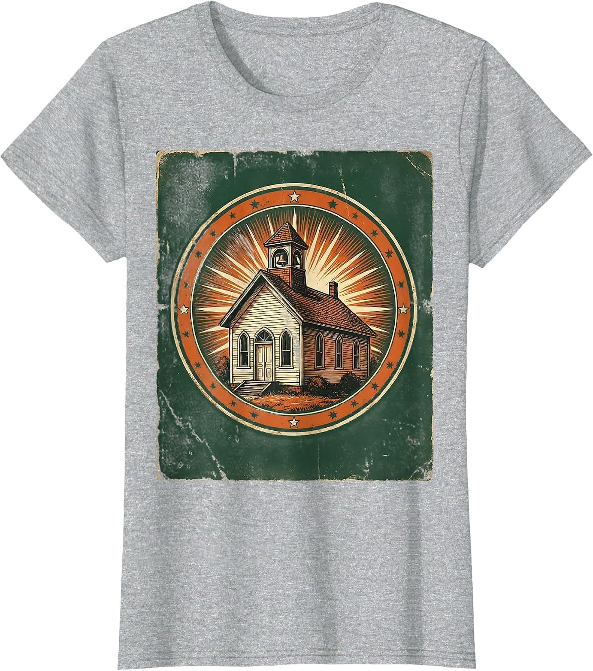 First Grade Teacher Schoolhouse Sunshine Design T-Shirt - Heather Grey