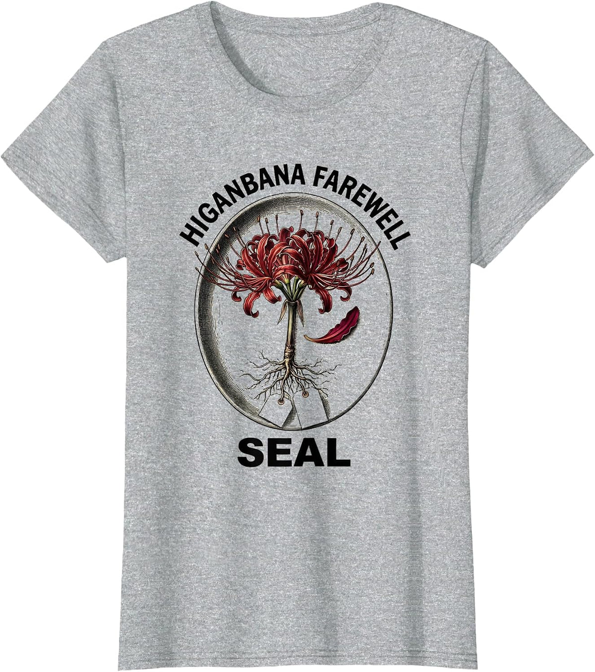 Women's Higanbana Farewell Seal Horror Anime Kawaii Goth Aesthetic T-Shirt - Heather Grey