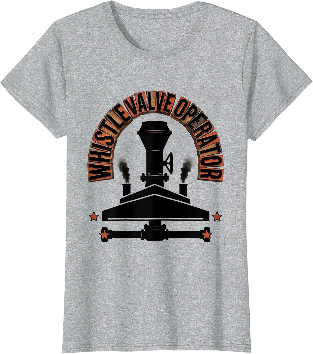 Whistle Valve Operator Vintage Steam Train Enthusiast T-Shirt - Heather Grey