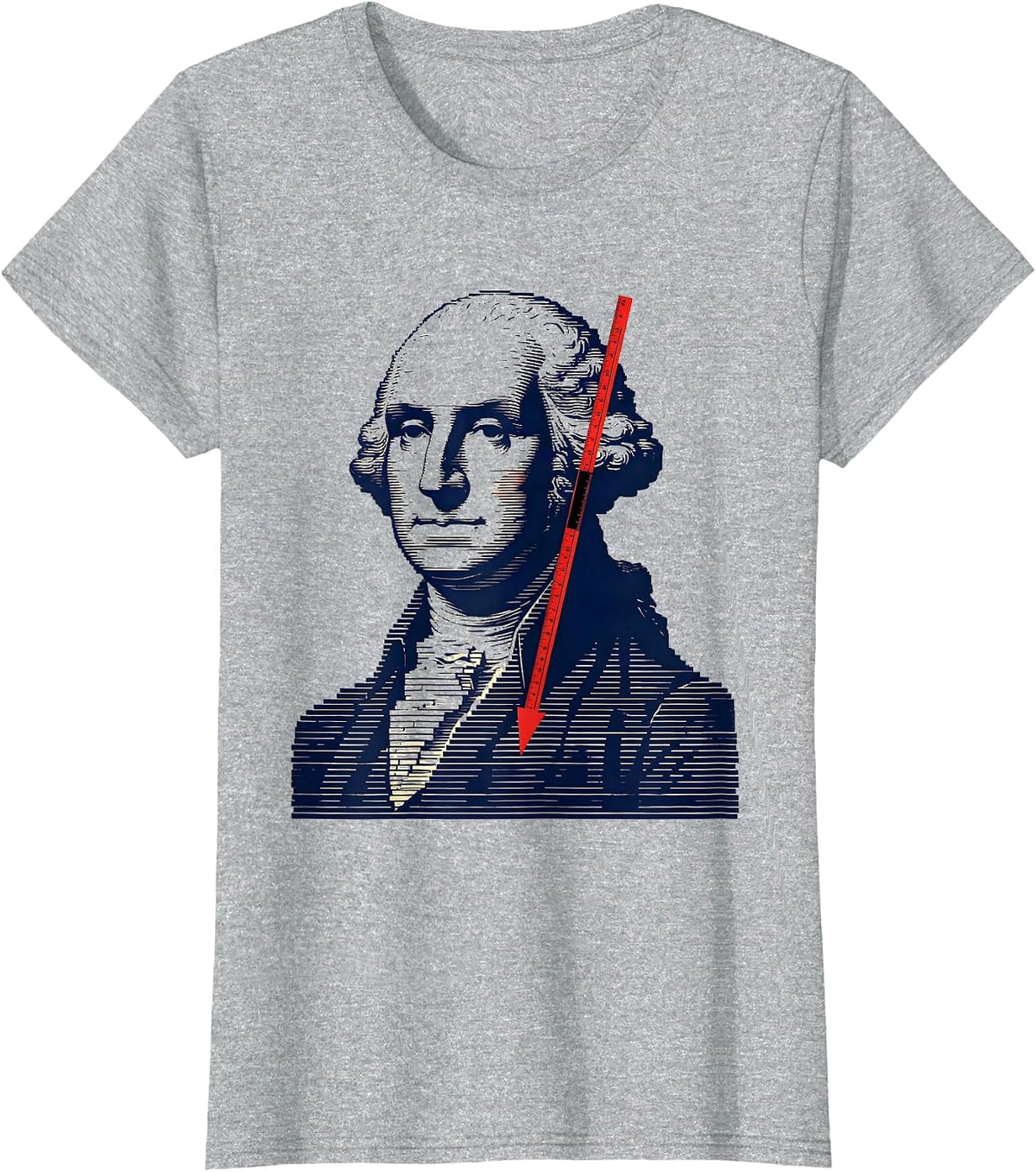 Women's George Washington Bust Patriotic Political Humor T-Shirt - Heather Grey
