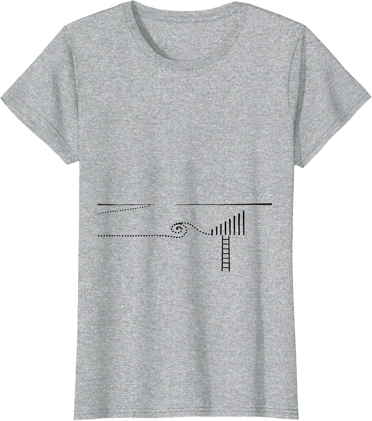 Women's Thin Dotted Route Line Minimalist Storm Chaser Meteorology T-Shirt - Heather Grey