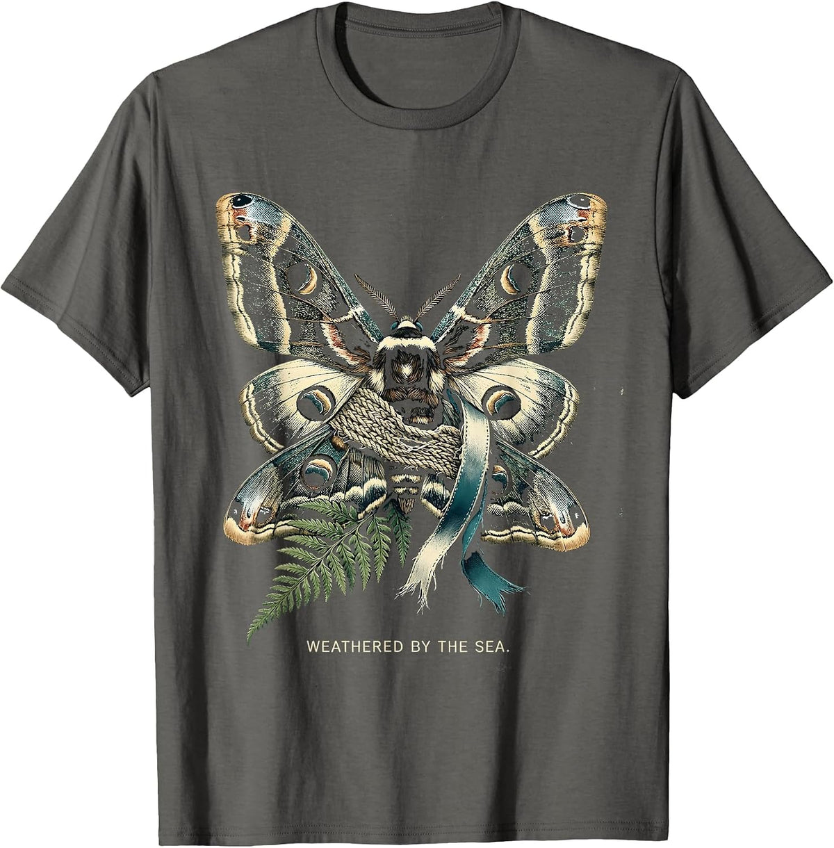 Weathered by the Sea Sailor Graphic Design T-Shirt - Asphalt Grey