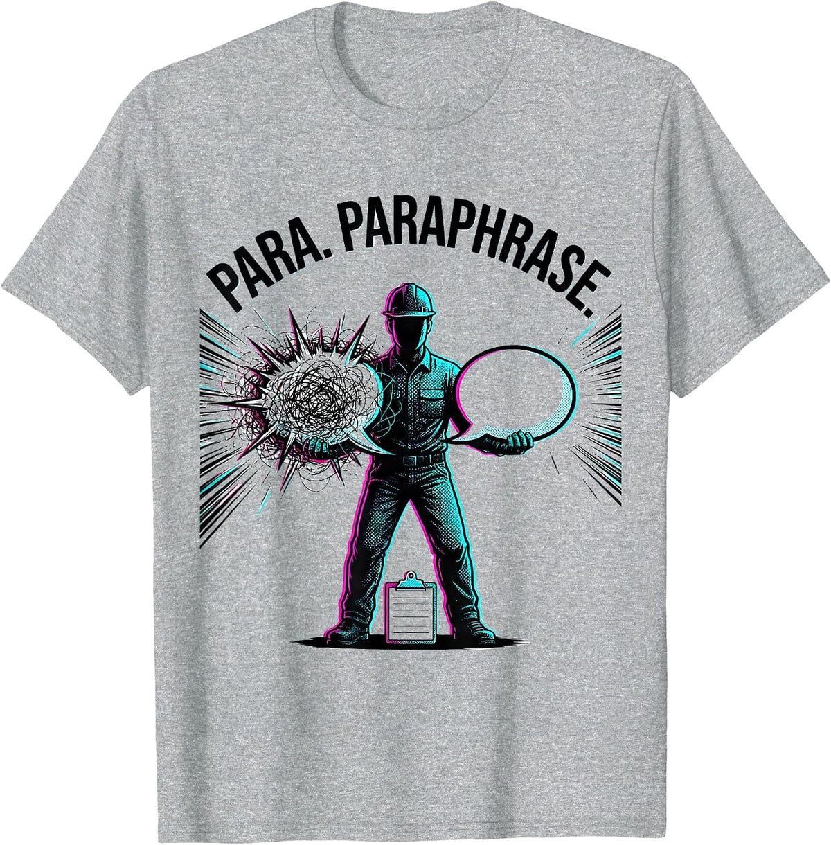 Men's Para Paraphrase Bold Pop Art Funny Paraprofessional Support T-Shirt - Heather Grey