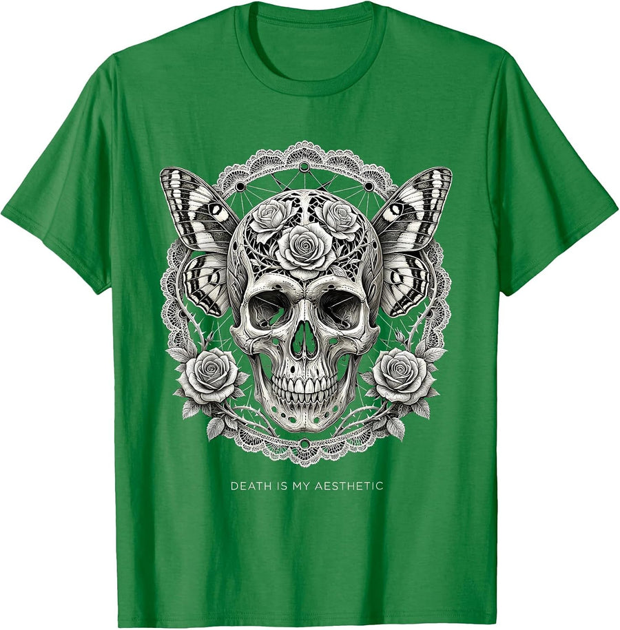 Men's Death Is My Aesthetic Goth Dark Art Design T-Shirt - Kelly Green