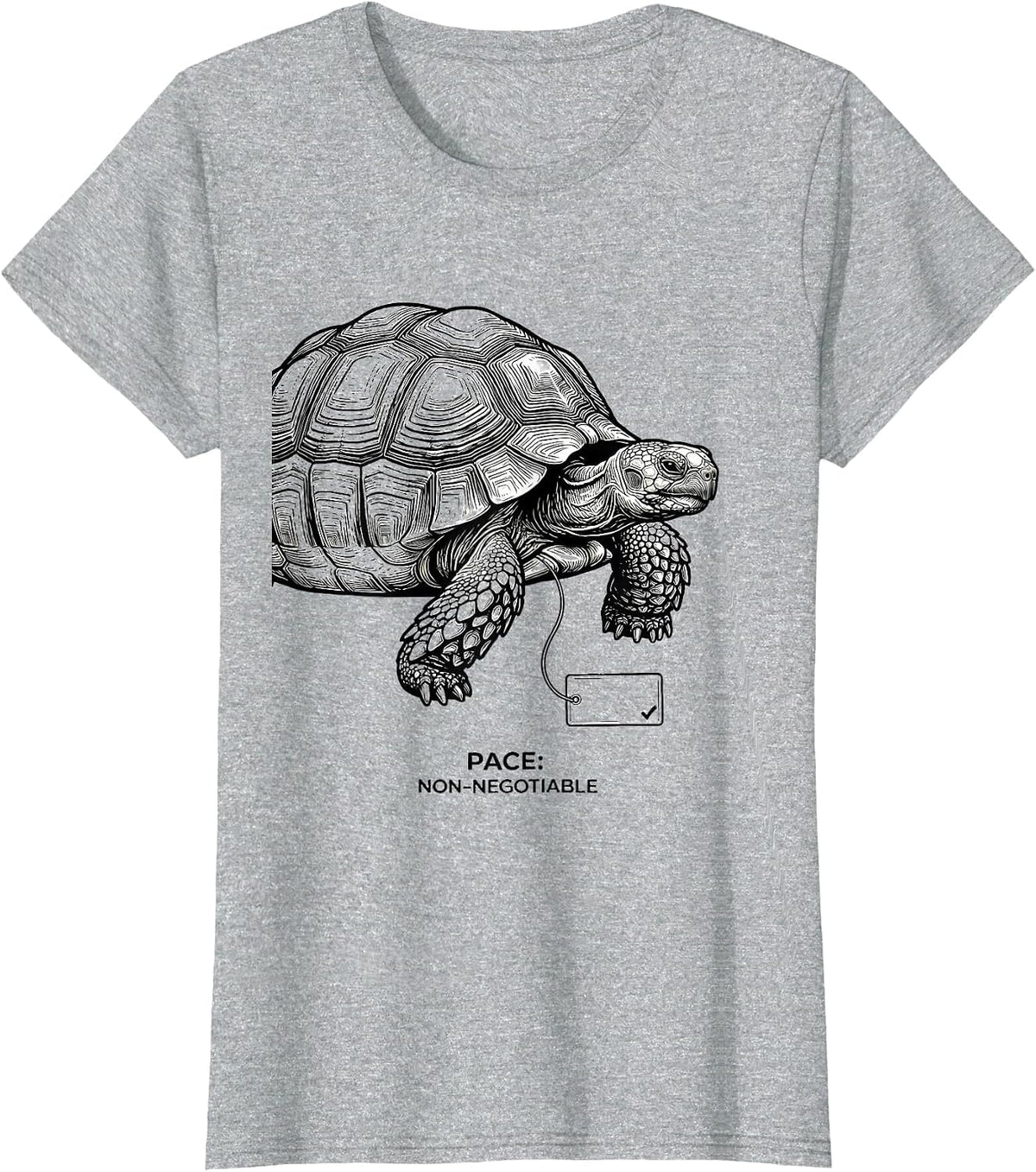 Pace Non-Negotiable Line Art Tortoise Lover Funny Gift T-Shirt - Heather Grey