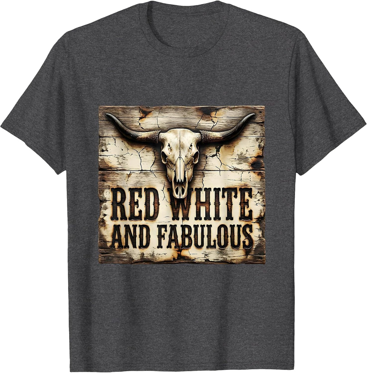 Red White and Fabulous Patriotic Design T-Shirt - Dark Heather Grey