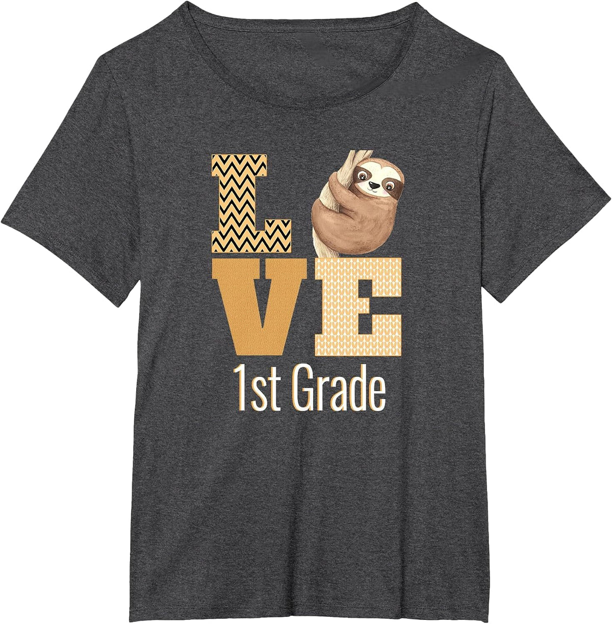 Love 1st Grade Sloth First Grade Teacher Back to School T-Shirt - Dark Heather Grey