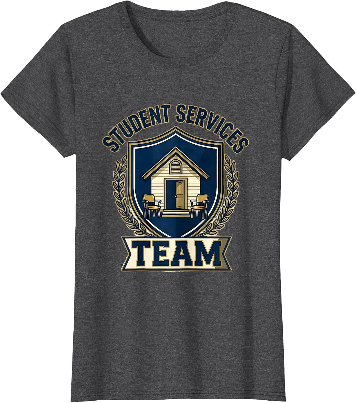 Women's Student Services Team Retro Emblem School Counselor T-Shirt - Dark Heather Grey