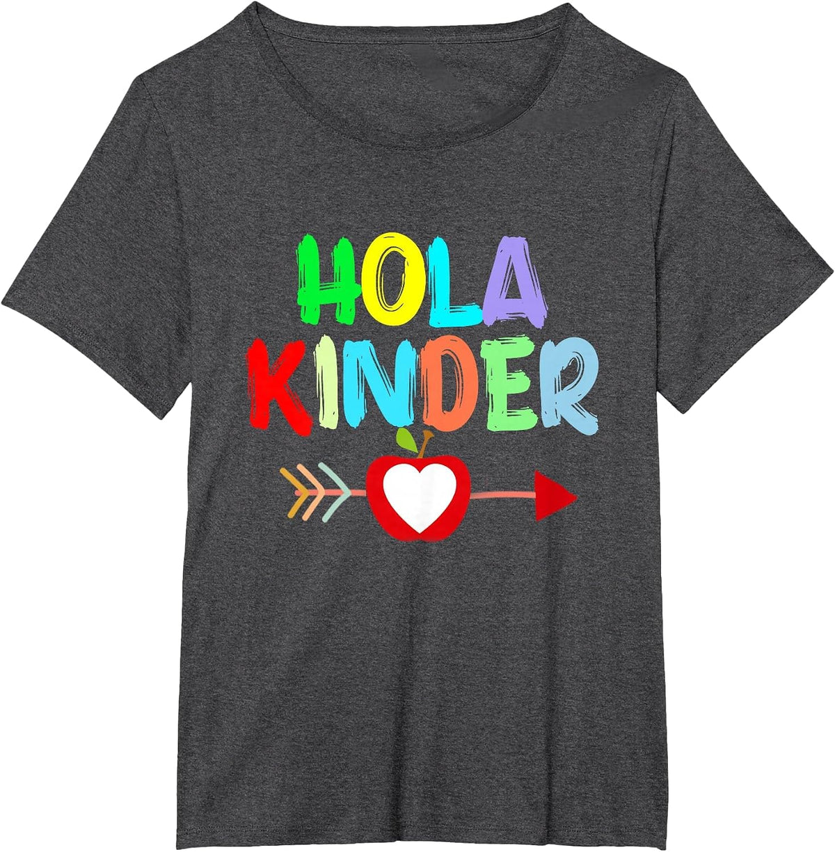 Hola Kinder Primer Día De Kindergarten in Spanish T-Shirt - Dark Heather Grey