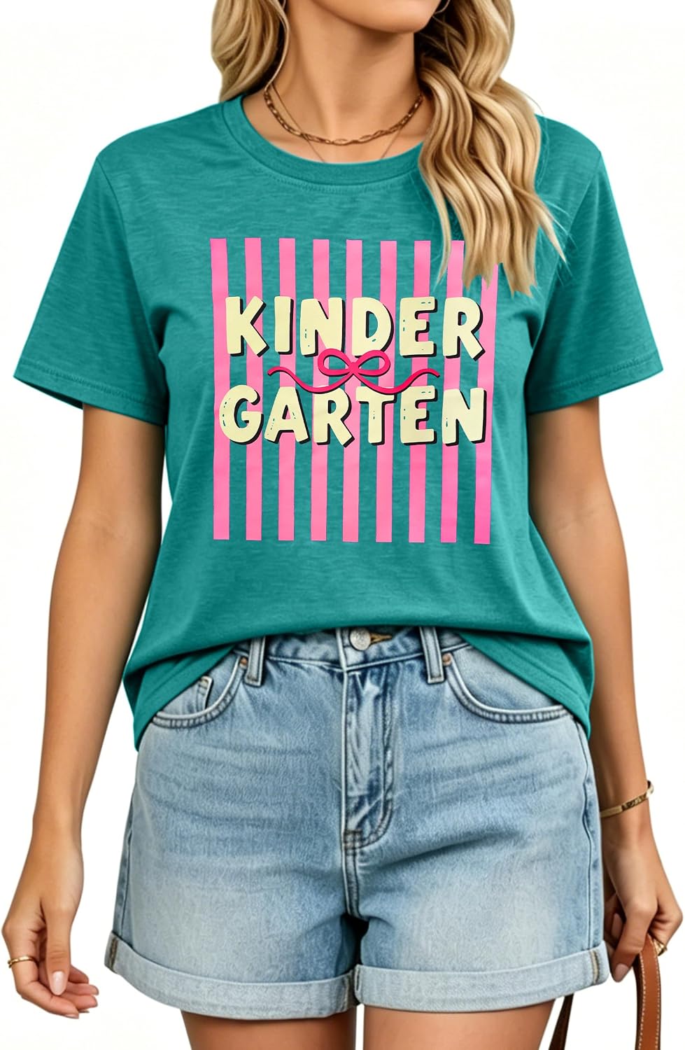 Kindergarten First Grade Teacher Shirt First Day of School Tee Top - Cyan