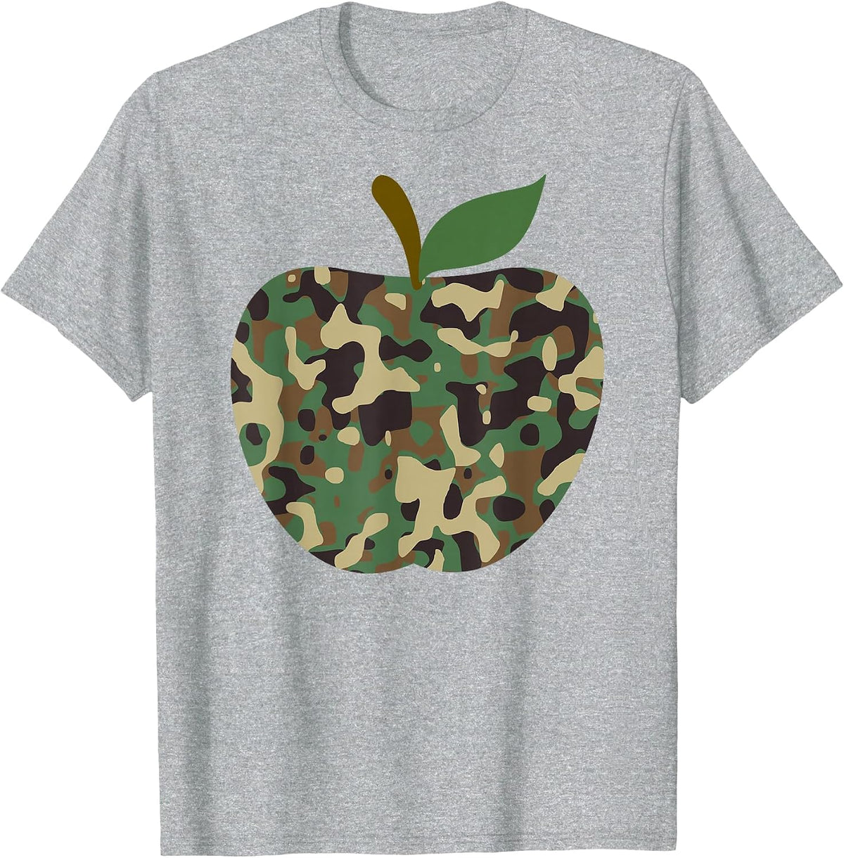 Camo Apple First Day of School Teaching Team T-Shirt - Heather Grey
