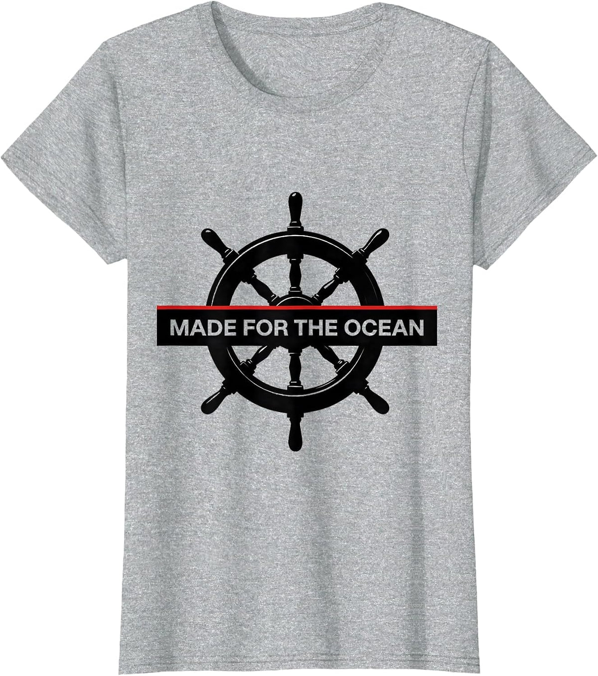 Women's Made for the Ocean Sailor Graphic Design T-Shirt - Heather Grey