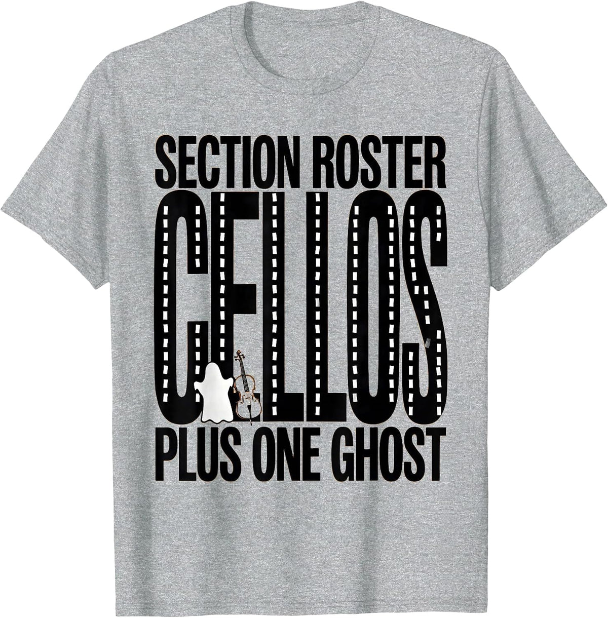 Men's Section Roster Cellos Plus One Ghost Funny Music Teacher T-Shirt - Heather Grey