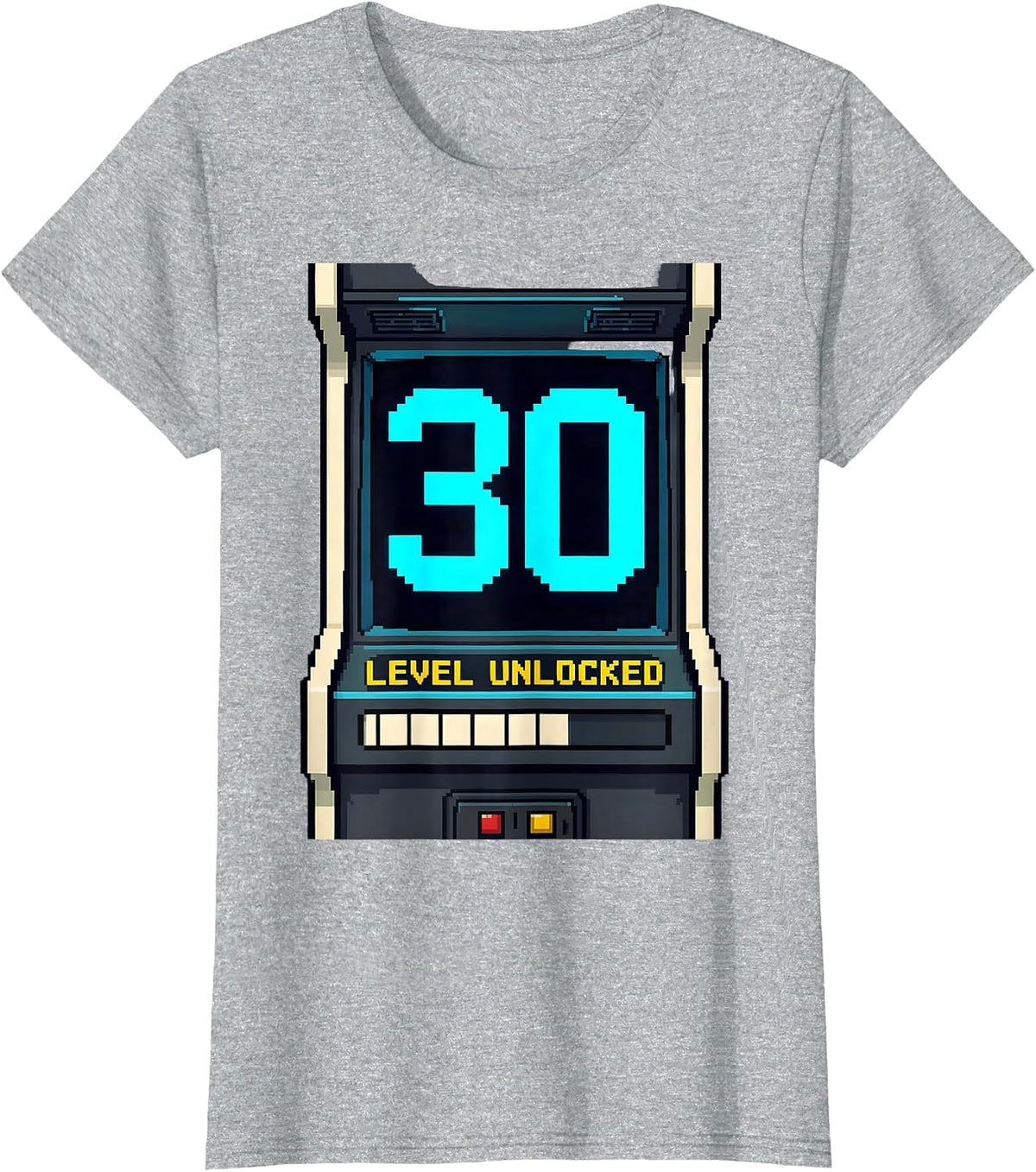 Level 30 Unlocked Pixel Art Gamer Birthday Gift T-Shirt - Heather Grey