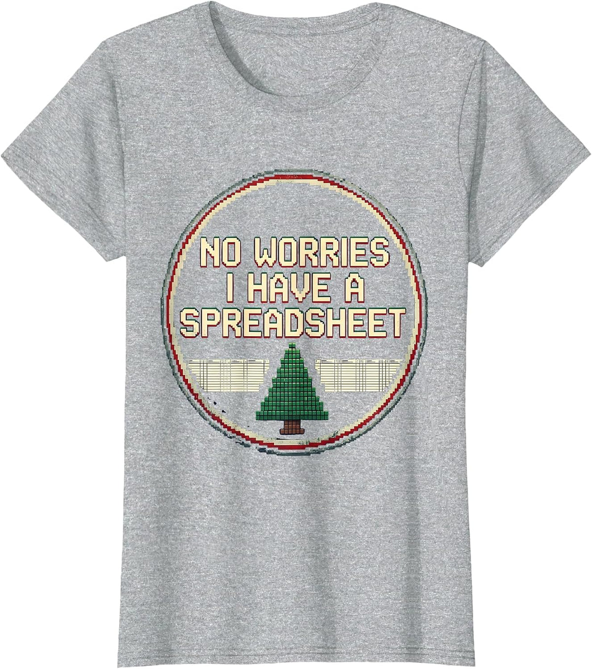 No Worries I Have A Spreadsheet Pixel Art Accountant T-Shirt - Heather Grey