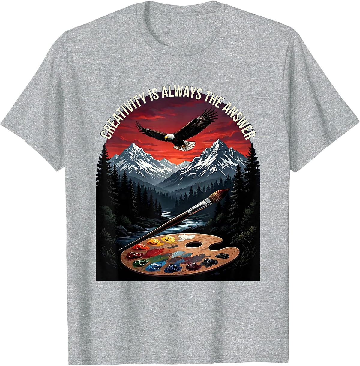 Men's Creativity Is Always The Answer Art Teacher Design T-Shirt - Heather Grey
