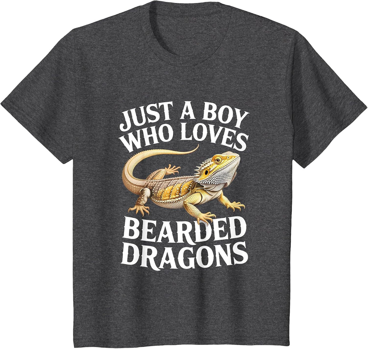 Just A Boy Who Loves Bearded Dragons Reptile T-Shirt - Dark Heather Grey
