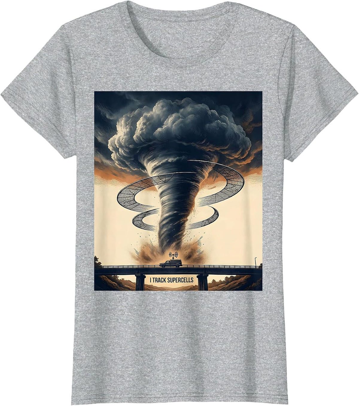 Women's I Track Supercells Vintage Storm Chaser Meteorology T-Shirt - Heather Grey