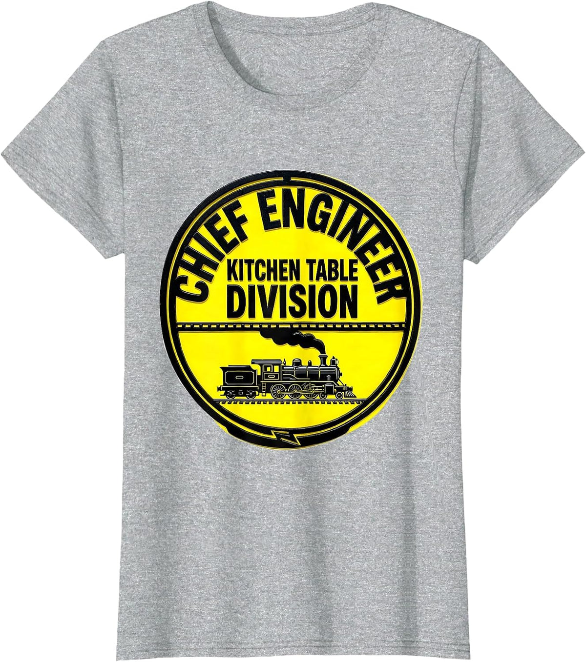 Chief Engineer Kitchen Table Division Funny Train Engineer T-Shirt - Heather Grey