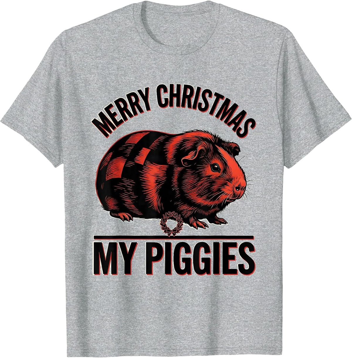 Men's Merry Christmas My Piggies Funny Guinea Pig Pet Lover Humor T-Shirt - Heather Grey