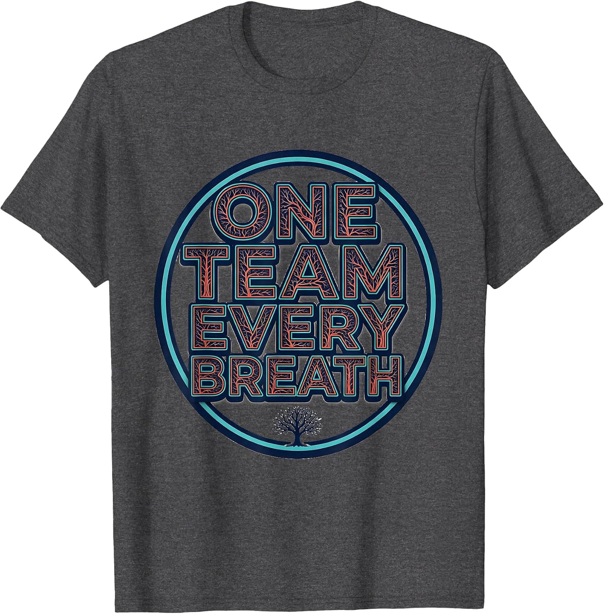 Men's One Team Every Breath Bold Respiratory Therapist RT Week T-Shirt - Dark Heather Grey
