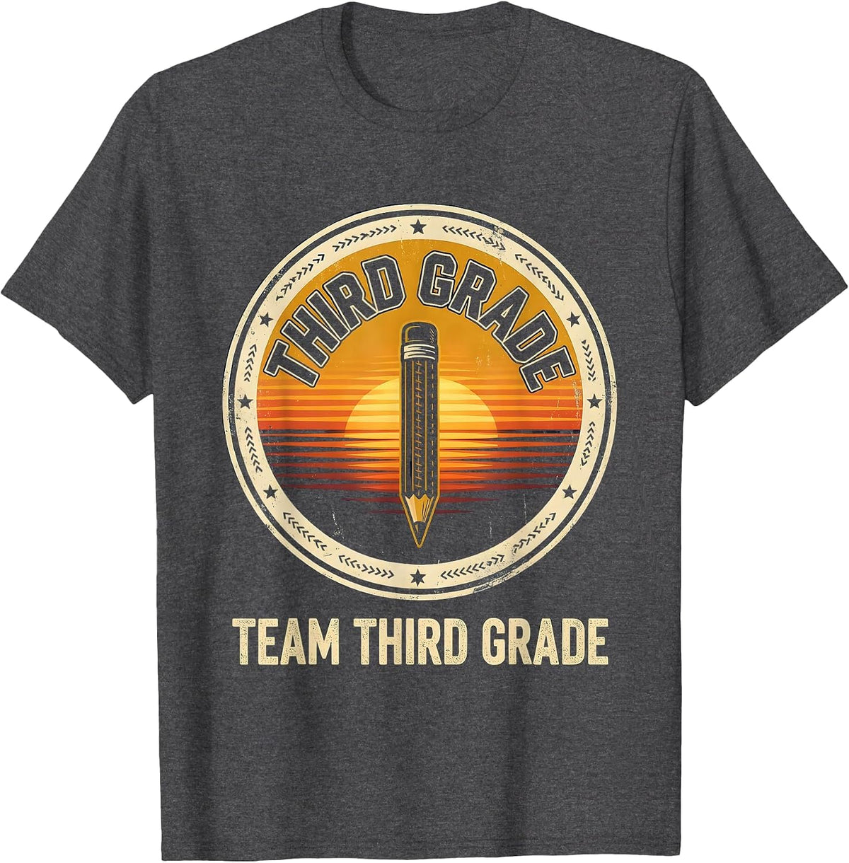 Team Third Grade Vintage Teacher Back To School T-Shirt - Dark Heather Grey